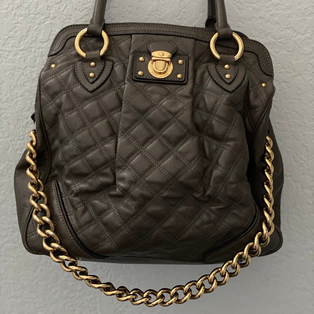 Marc Jacobs Quilted Leather Satchel w/ Gold Chain